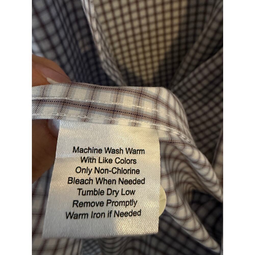 Egara Preppy Non-Iron Slim Fit Blue Plaid Button Down 100% Cotton Men's XL - Picture 8 of 8